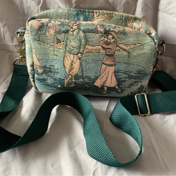 Holdings Handbags - Tapestry by Holdings Fine Accessories Golf Sport Embroidered Zipper Cros